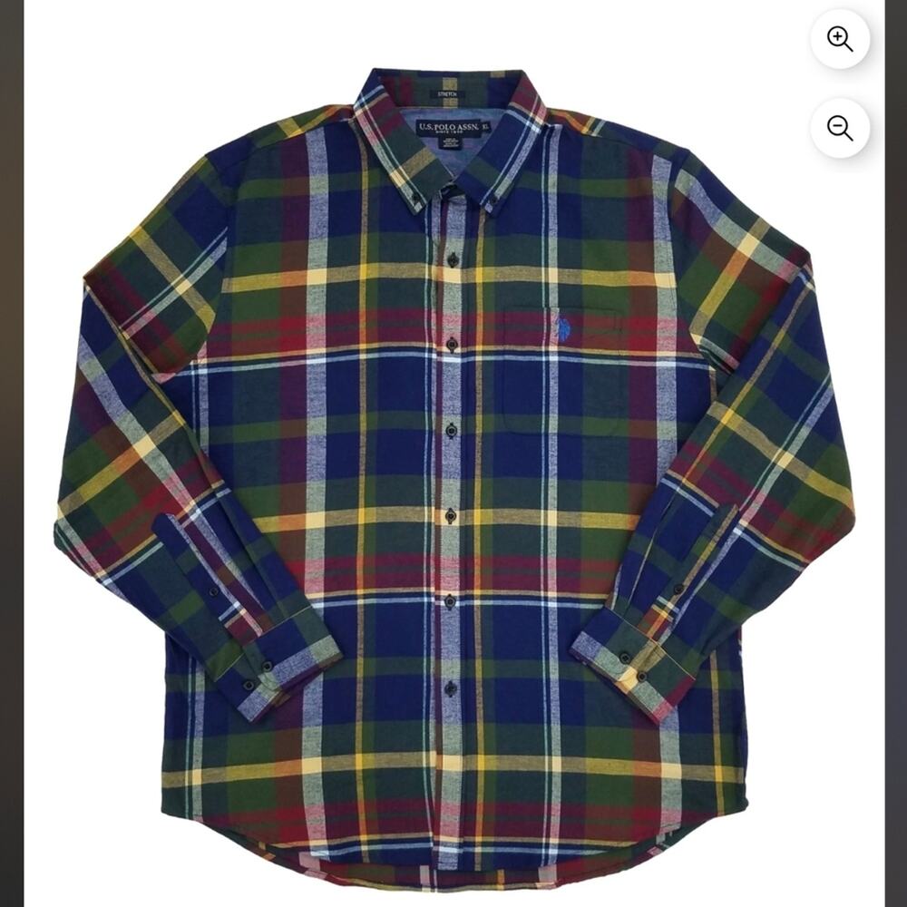 U.S.‎ Polo Assn Button Down shirt Men's Size 2X Plaid Flannel Long Sleeve#21